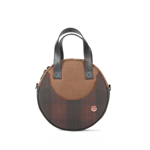 TOKEN  Waxed Circle Line Shoulder Bag - Field Tan/Plaid Dark Brown