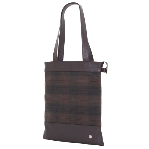 TOKEN Graham Waxed Tote Bag - Plaid Dark Brown