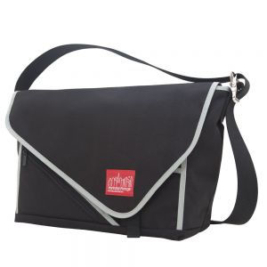 Manhattan Portage Flatiron Messenger Bag (LG) (15 in.) - Black/Black/Silver