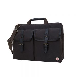 TOKEN Waxed Knickerbocker Laptop Bag (15") - Dark Brown/Black