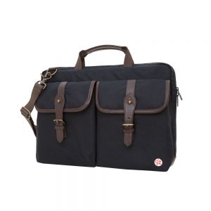 TOKEN Waxed Knickerbocker Laptop Bag (15") - Black/Dark Brown