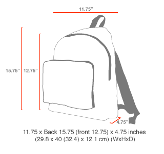 size chart Big Apple Backpack (MD)