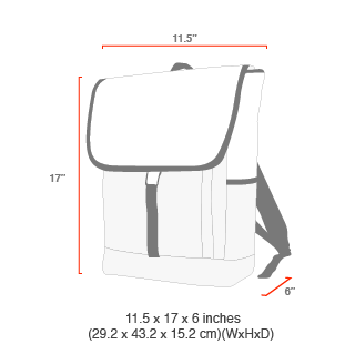 size chart Washington Square Backpack with divider