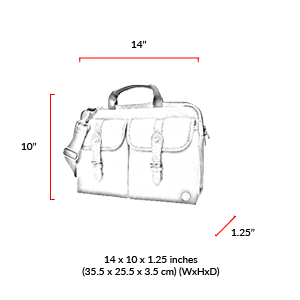 size chart Waxed Knickerbocker Laptop Bag (13